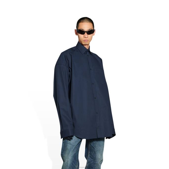 moška kokon srajca Balenciaga mornarsko modra N4DP1050