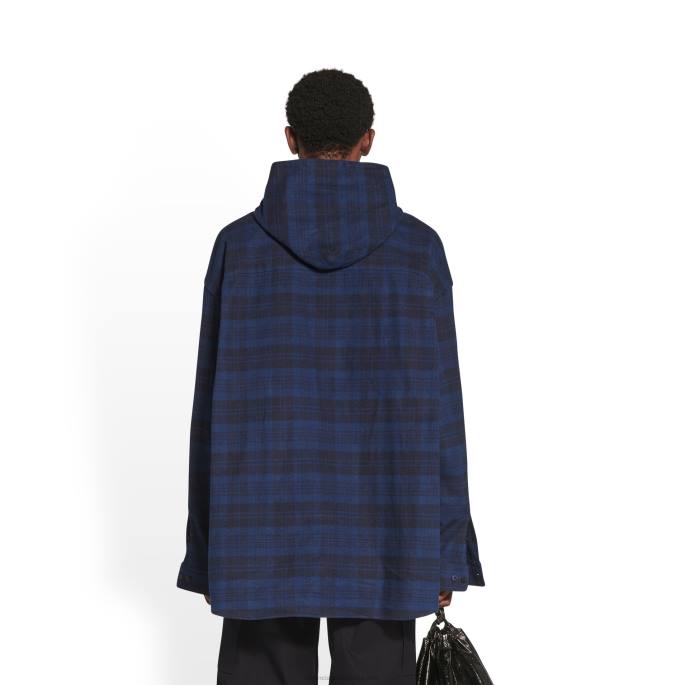 moška majica s kapuco Balenciaga modra N4DP1115