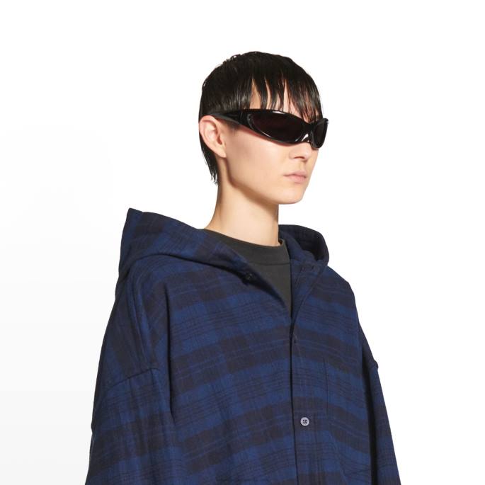 moška majica s kapuco Balenciaga modra N4DP1115