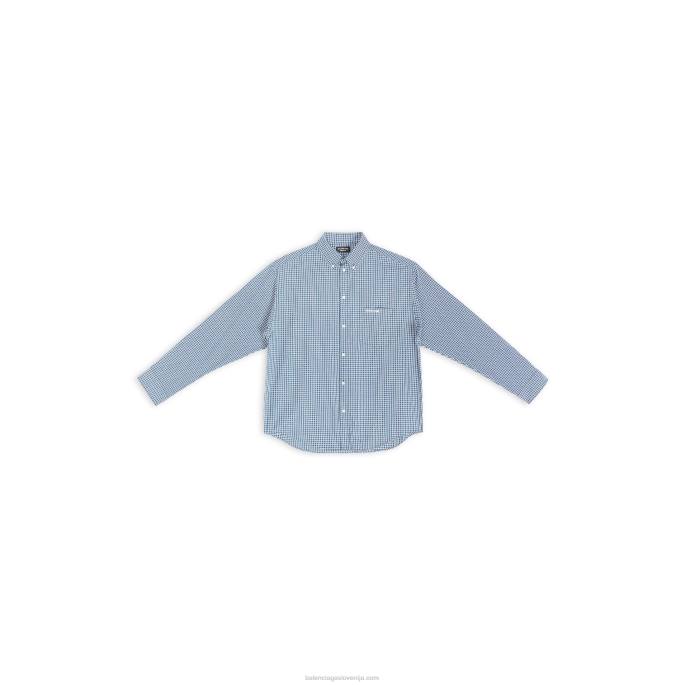 moška srajca velikega kroja Balenciaga modra N4DP1155