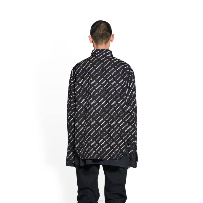 moški logomania vsestranska srajca velikega kroja Balenciaga Črna N4DP1098