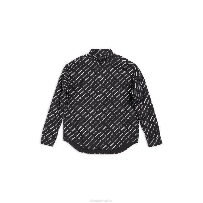 moški logomania vsestranska srajca velikega kroja Balenciaga Črna N4DP1098
