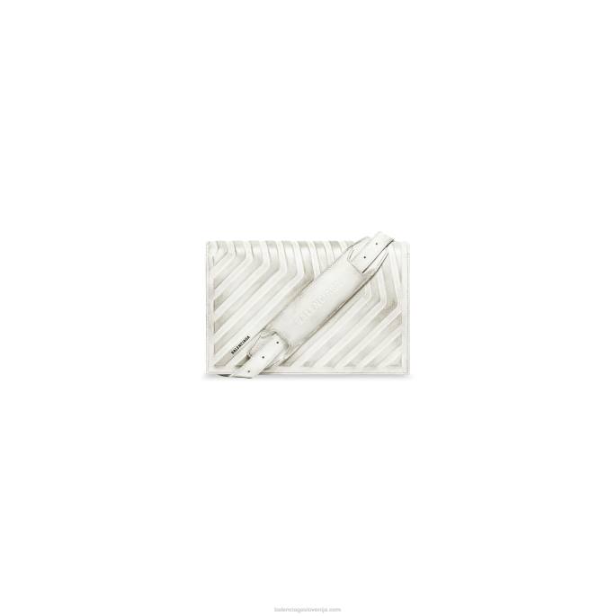 moška avtomobilska torba s preklopom in trakom z umazanim učinkom Balenciaga bela N4DP1301