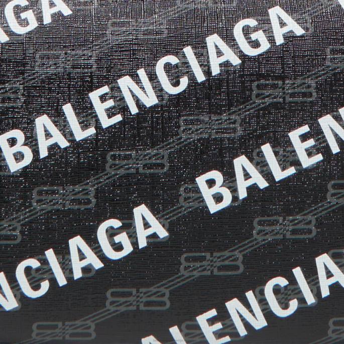 moška značilna srednja torba za fotoaparat bb, platno, prevlečeno z monogramom, in logotip Balenciaga Črna N4DP1328