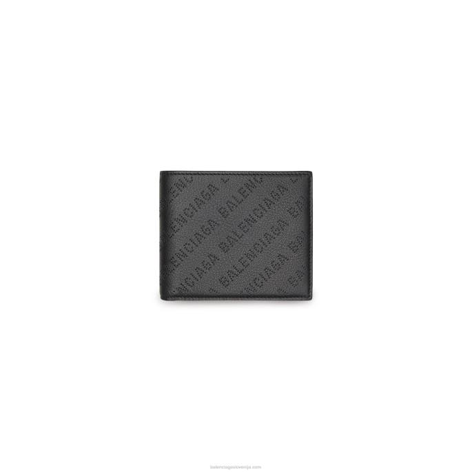 moška gotovina kvadratna zložena denarnica za kovance Balenciaga Črna N4DP1392