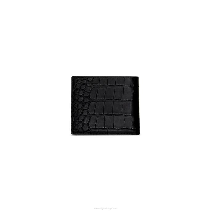 moška gotovina kvadratna zložena denarnica za kovance Balenciaga Črna N4DP1416