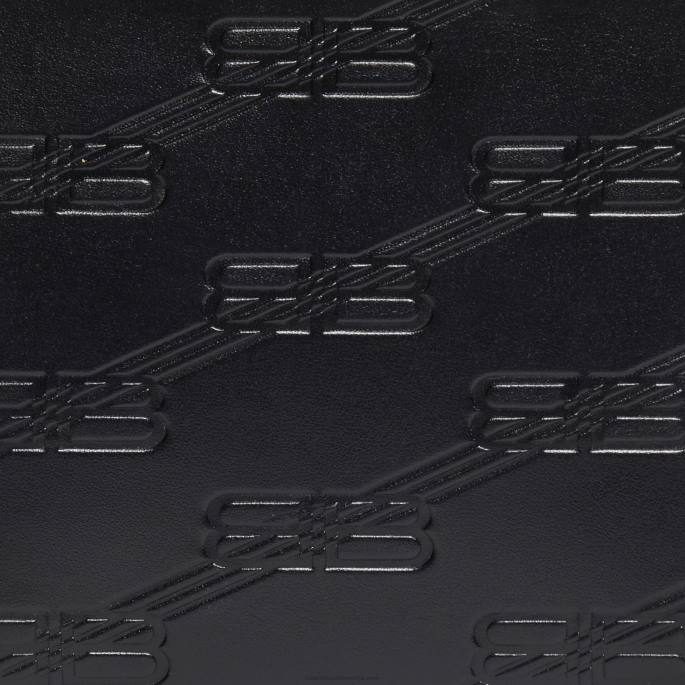 moška kvadratna prepognjena denarnica z reliefnim monogramom v škatli Balenciaga Črna N4DP1383