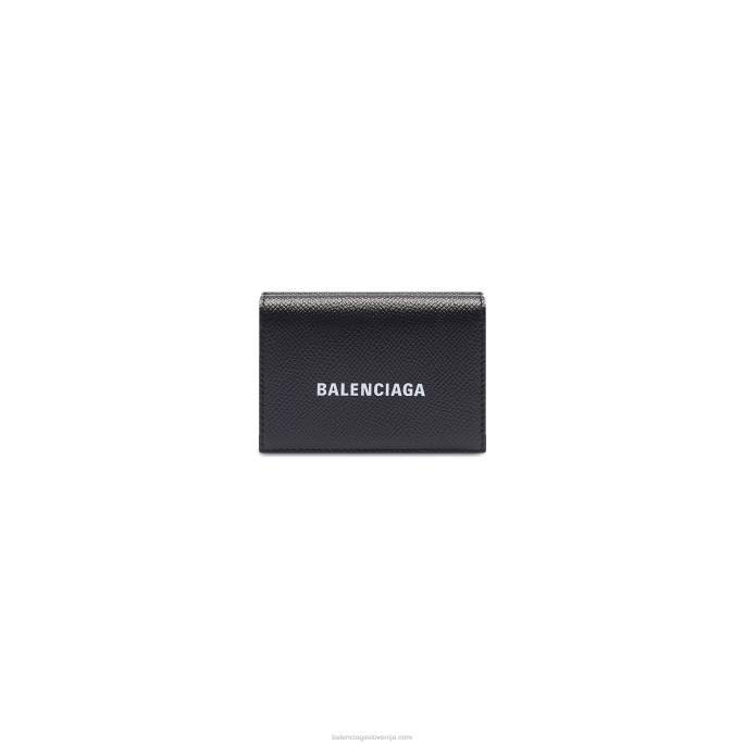 moška mini denarnica za denar Balenciaga črnobela N4DP1410
