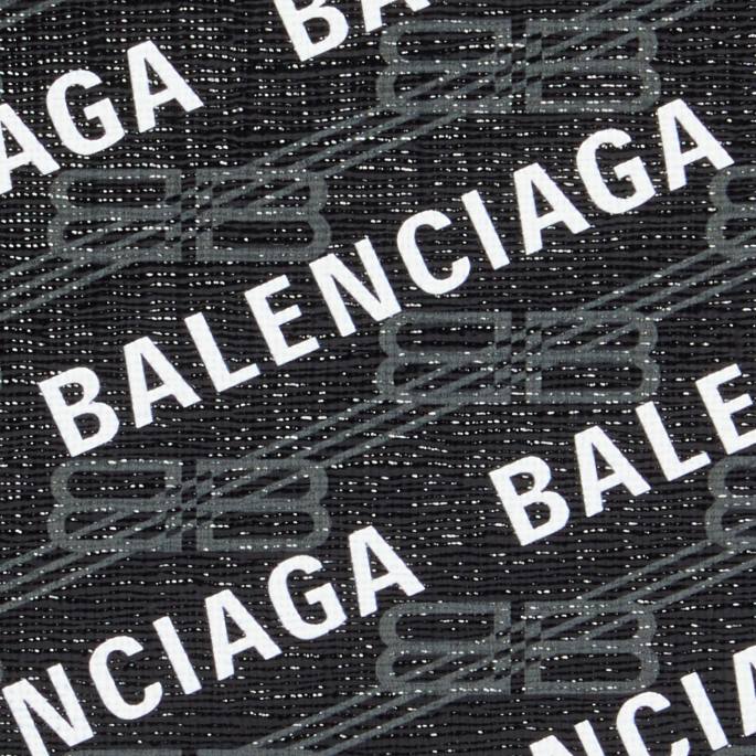 moška značilna kvadratna zložena denarnica bb, platno, prevlečeno z monogramom, in logotip v celoti Balenciaga Črna N4DP1390