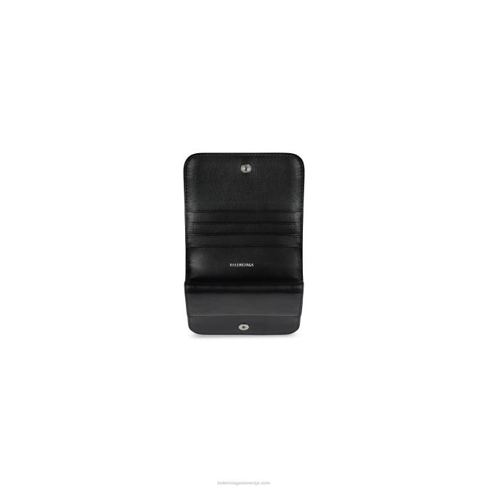 ženska držalo za kovance in kartice z zavihkom za gotovino Balenciaga Črna N4DP662