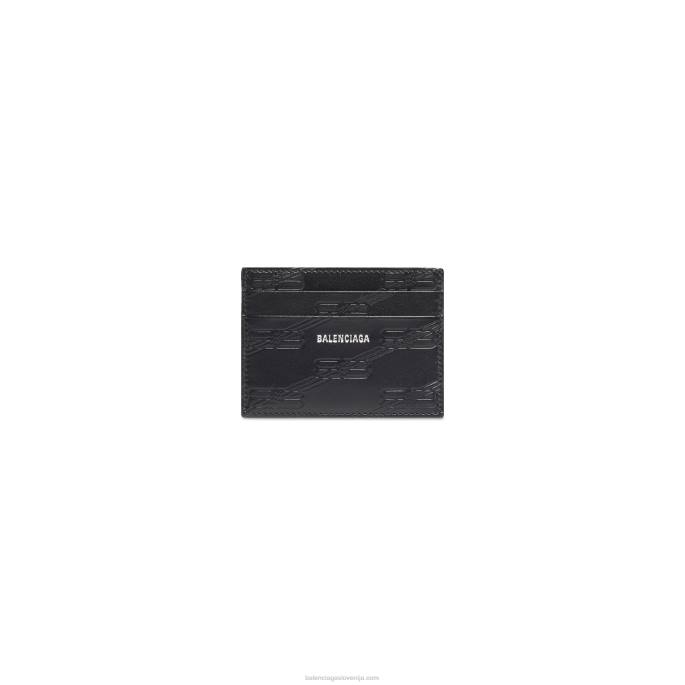 etui za kartice z reliefnim monogramom za moške v škatli Balenciaga Črna N4DP1385