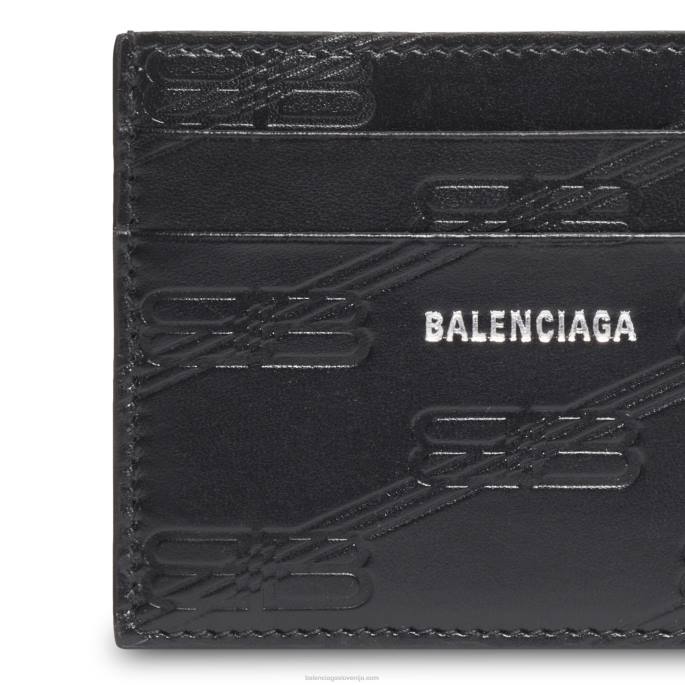 etui za kartice z reliefnim monogramom za moške v škatli Balenciaga Črna N4DP1385