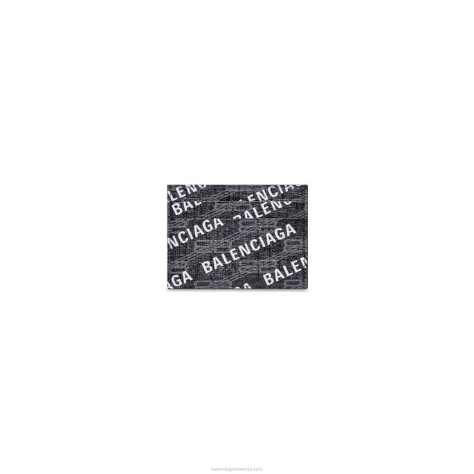 moški nosilec kartice s podpisom bb platno, prevlečeno z monogramom, in logotip v celoti Balenciaga Črna N4DP1408