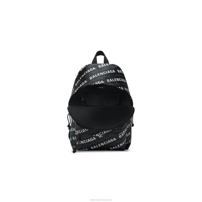 moški značilni srednji nahrbtnik bb, platno, prevlečeno z monogramom, in logotip v celoti Balenciaga Črna N4DP1321