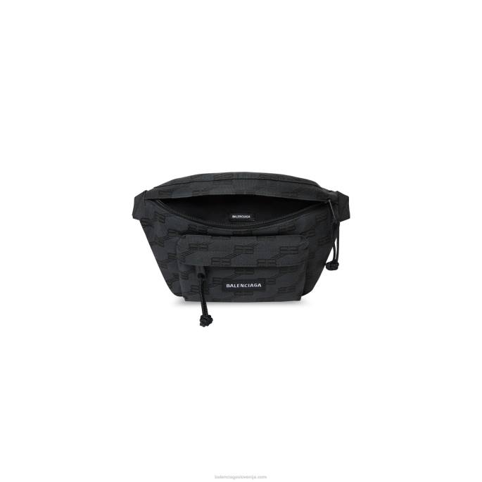 Moški signature medium beltpack bb monogram žakard platno Balenciaga Črna N4DP1295