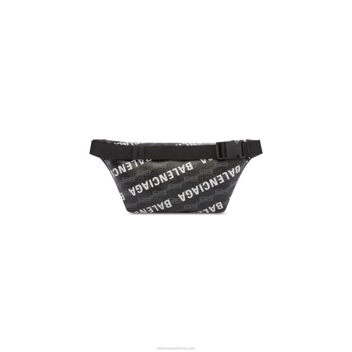 moški značilni srednji pasni torbica bb, platno, prevlečeno z monogramom, in logotip v celoti Balenciaga Črna N4DP1280