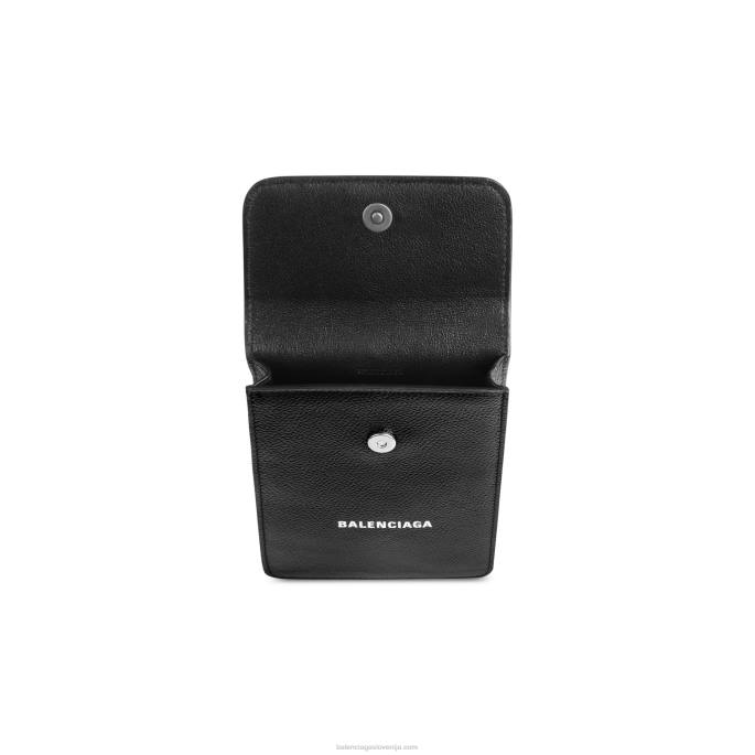 telefon za gotovino in nosilec kartice Balenciaga črnobela N4DP1468