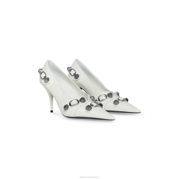 ženske copate cagole 90 mm Balenciaga optika bela N4DP147