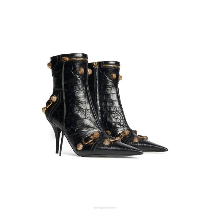 ženski čevelj cagole 90 mm z reliefom krokodila Balenciaga Črna N4DP216