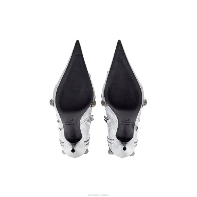 ženski škorenj cagole 90 mm metaliziran Balenciaga srebro N4DP266