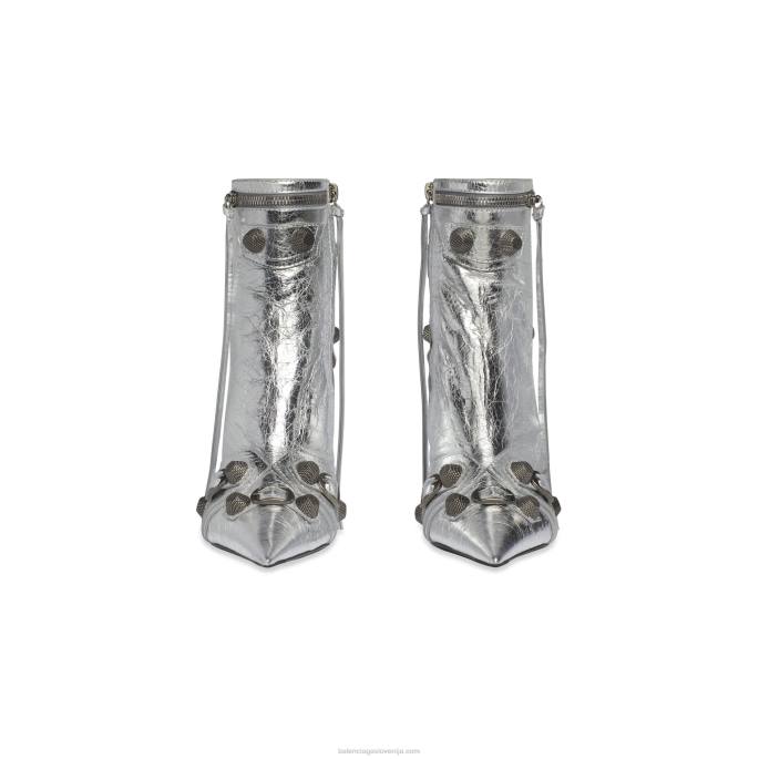 ženski škorenj cagole 90 mm metaliziran Balenciaga srebro N4DP267