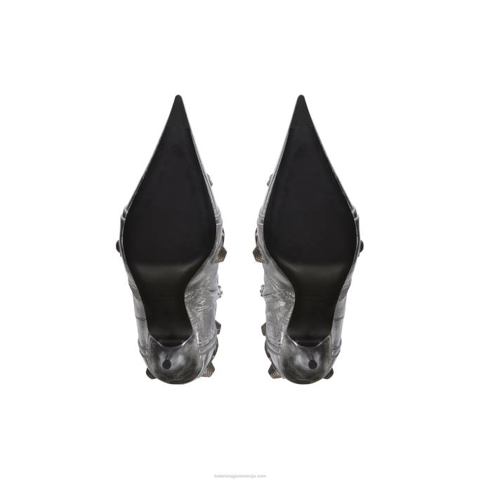 ženski škorenj cagole 90 mm metaliziran Balenciaga srebro N4DP267