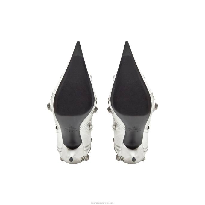 ženski škorenj cagole 90 mm z umazanim učinkom Balenciaga optika bela N4DP231