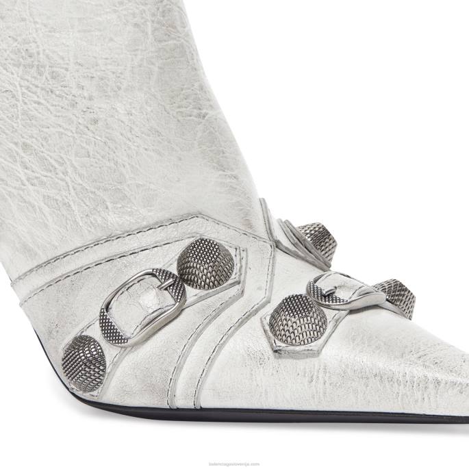 ženski škorenj cagole 90 mm z umazanim učinkom Balenciaga optika bela N4DP231