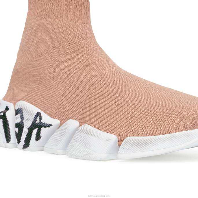 ženske pletene športne copate speed 2.0 z grafitom Balenciaga temno bež N4DP120