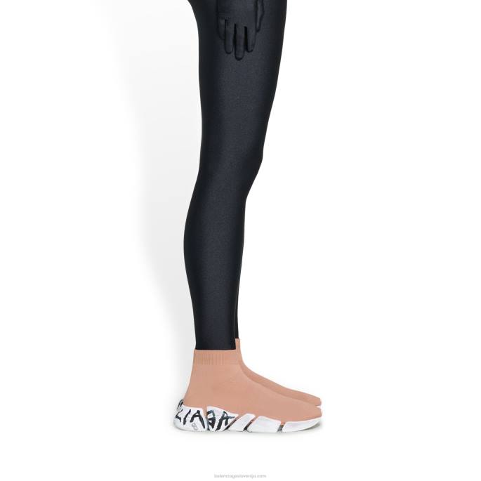 ženske pletene športne copate speed 2.0 z grafitom Balenciaga temno bež N4DP120