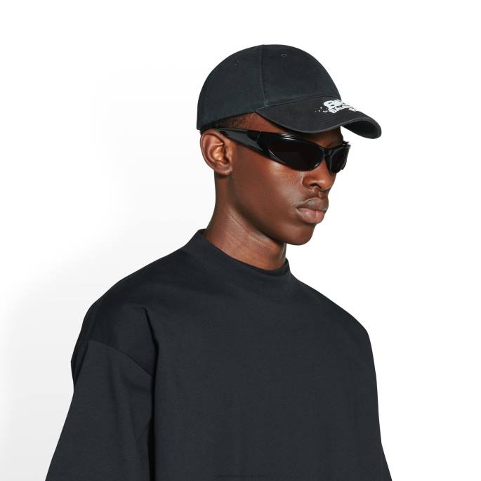 ženska ročno narisana kapa z ikono bb Balenciaga Črna N4DP701