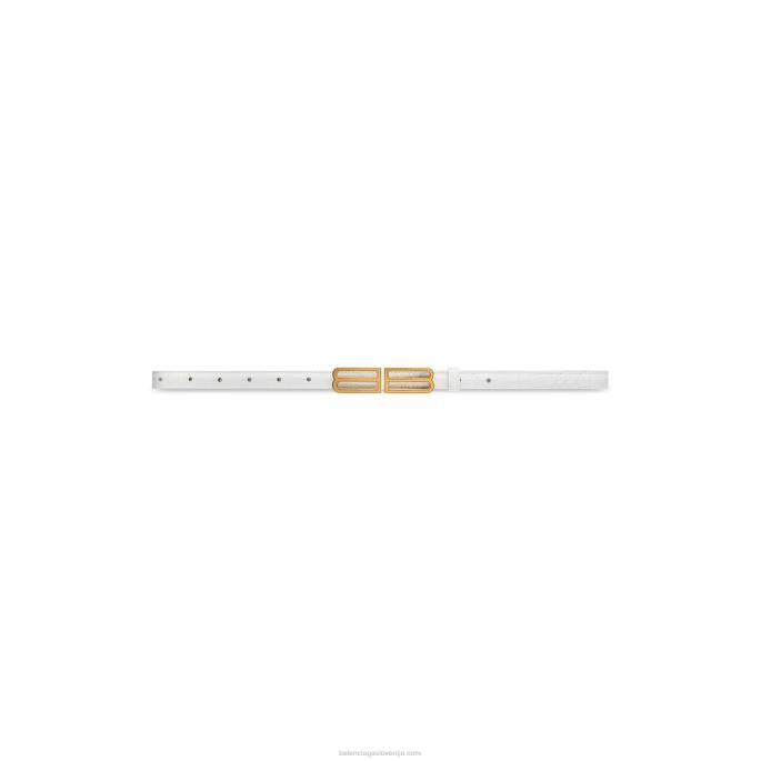 ženski bb raztegljivi pas z reliefom krokodila Balenciaga bela N4DP843