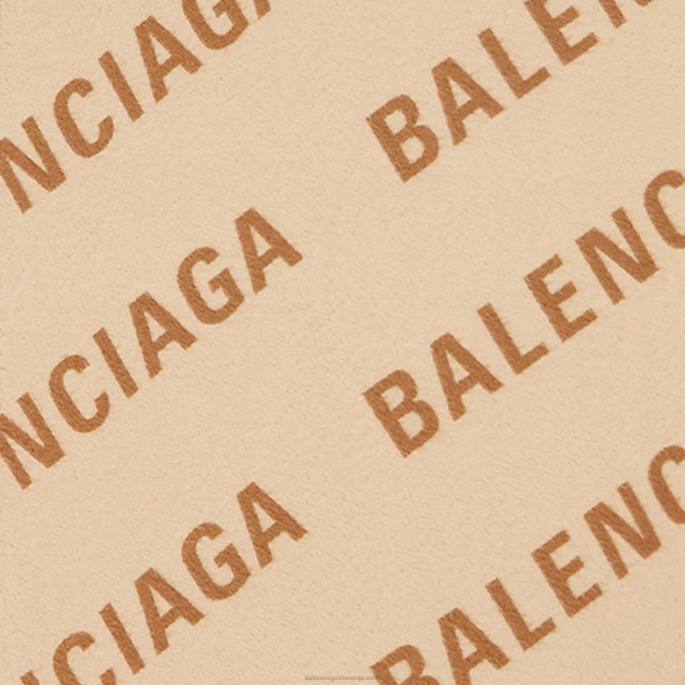 ženski šal z odejo z logotipom Balenciaga bež N4DP809
