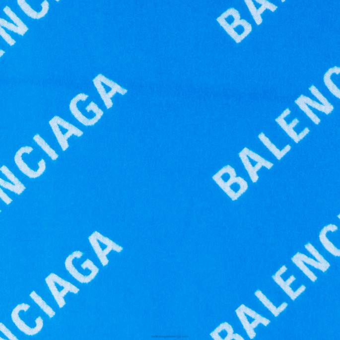 ženski makro šal z logotipom Balenciaga električno modra N4DP711