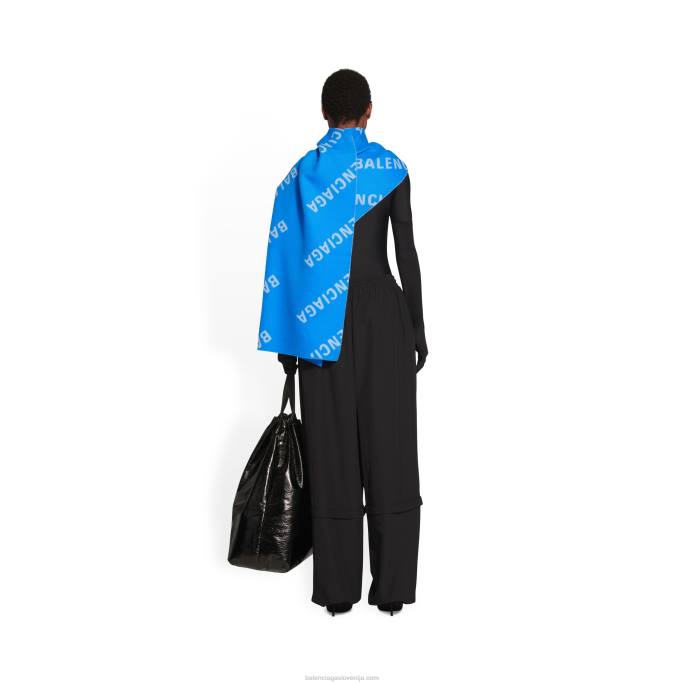 ženski makro šal z logotipom Balenciaga električno modra N4DP711