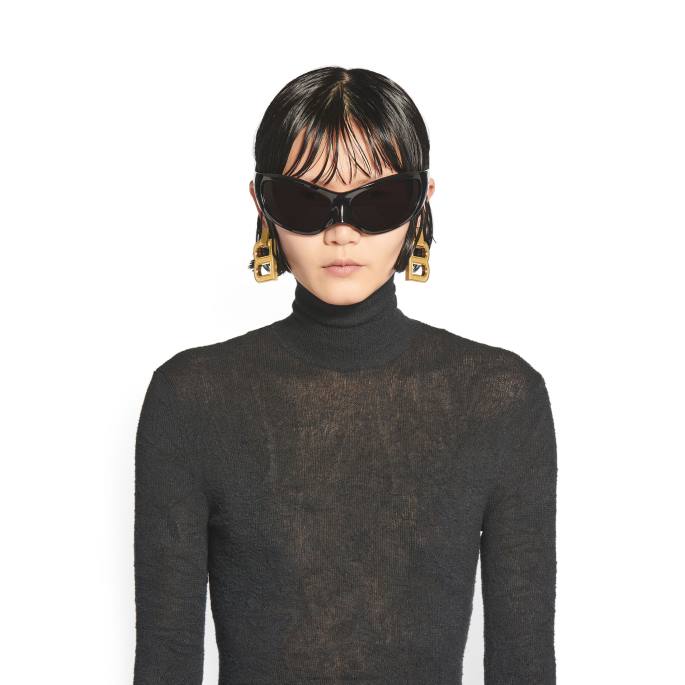 ženska kožna xxl mačja sončna očala Balenciaga Črna N4DP716