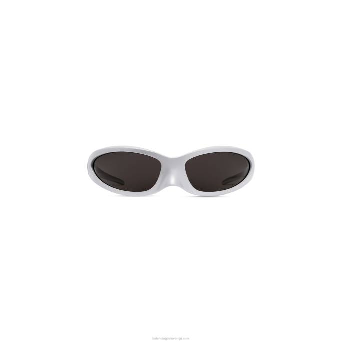 ženska mačja sončna očala iz kože Balenciaga srebro N4DP718