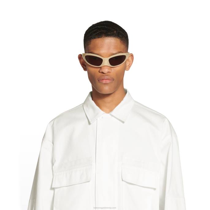 ženska mačja sončna očala iz kože Balenciaga svetlo rumena N4DP719