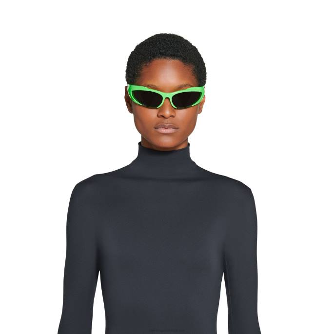 ženska obrnjena xpander pravokotna sončna očala Balenciaga fluo zelena N4DP725