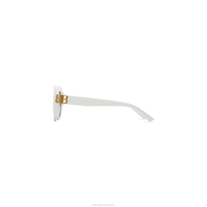 ženska ovalna sončna očala dynasty Balenciaga bela N4DP825