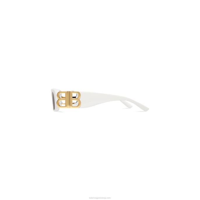 ženska pravokotna sončna očala dynasty Balenciaga bela N4DP675