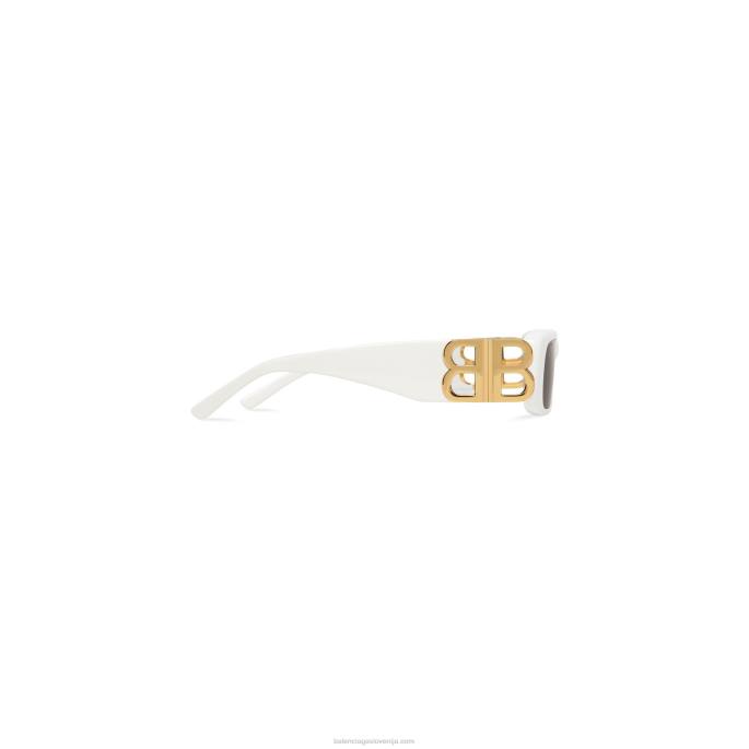 ženska pravokotna sončna očala dynasty Balenciaga bela N4DP675