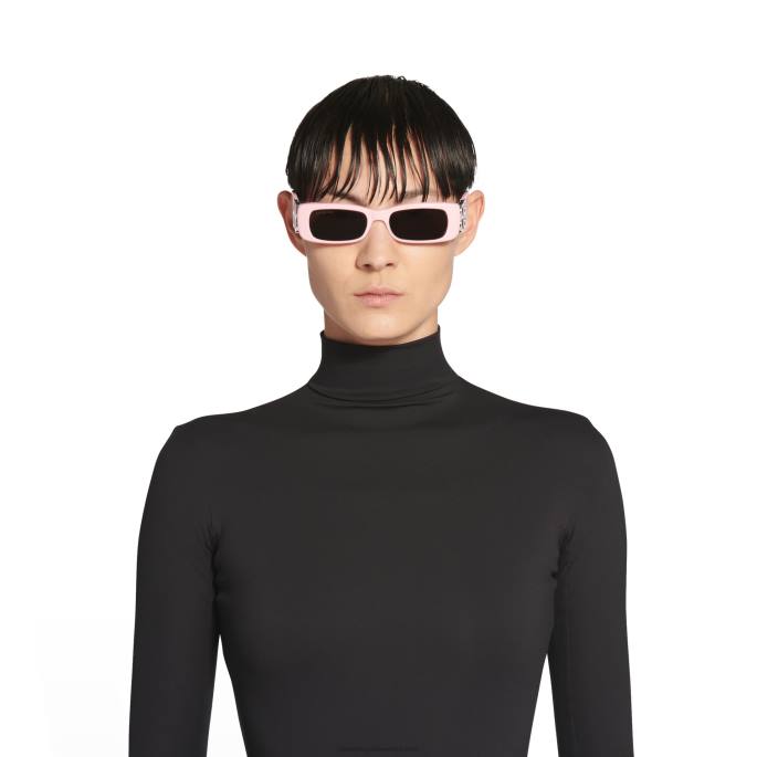 ženska pravokotna sončna očala dynasty Balenciaga roza N4DP671