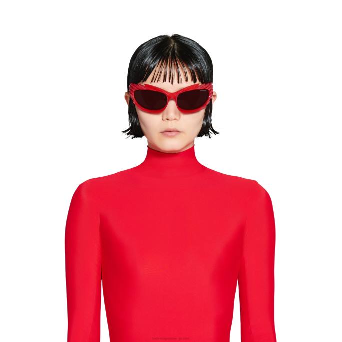 ženska pravokotna sončna očala s konicami Balenciaga rdeča N4DP691
