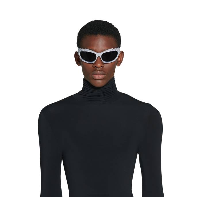 ženska pravokotna sončna očala s konicami Balenciaga srebro N4DP688