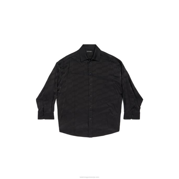 ženska bb monogram tekoča srajca oversized Balenciaga svetlo roza N4DP37