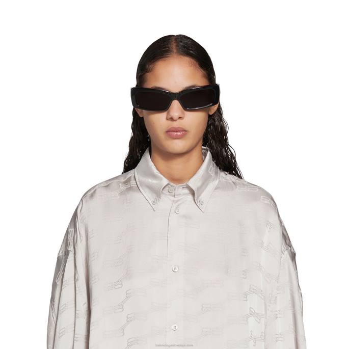 ženske bb monogram srajca z zavitimi rokavi Balenciaga bela/modra N4DP36