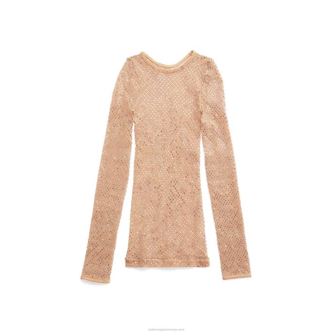ženski top iz kristalne mreže Balenciaga bež N4DP5