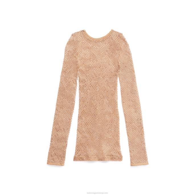 ženski top iz kristalne mreže Balenciaga bež N4DP5