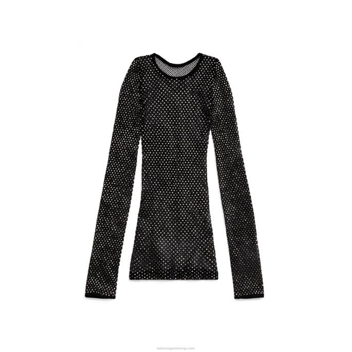 ženski top iz kristalne mreže Balenciaga svetlo siva N4DP6